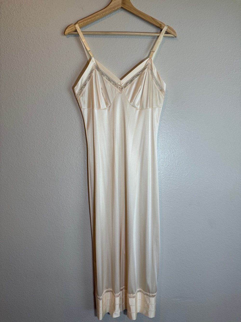 Vintage Lorraine Maxi Slip Dress 100% Antron Nylon F-34 Small Butter Yellow Gold